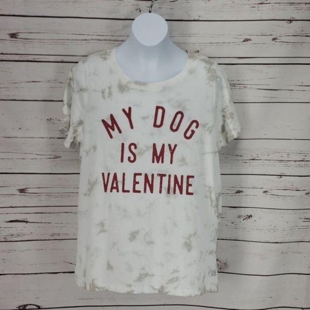 Grayson Threads My Dog Is My Valentine Tie Dye Graphic Tee Shirt Grey M